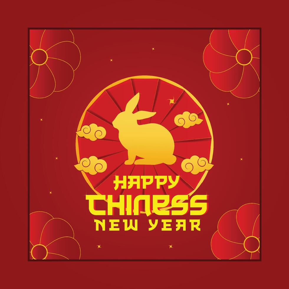 Happy chiness new year social media template vector