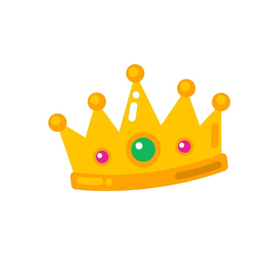 Crown icon in flat color style. Princess symbol vector illustration on white isolated background.