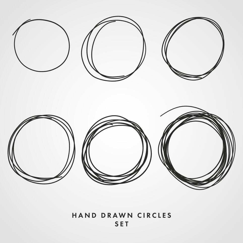 Hand drawn circles set. Vector illustration. Isolated on white background.