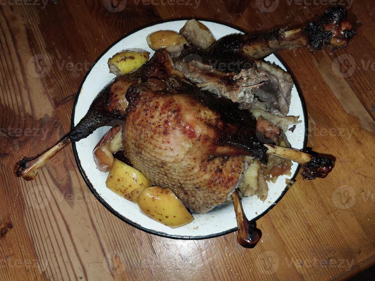 ganso pájaro horneado en el horno para Navidad foto