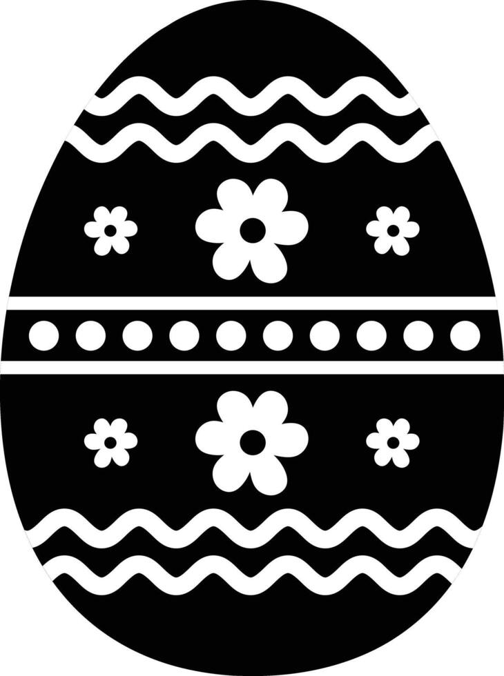 Easter egg black decorative icon, isolated on white vector