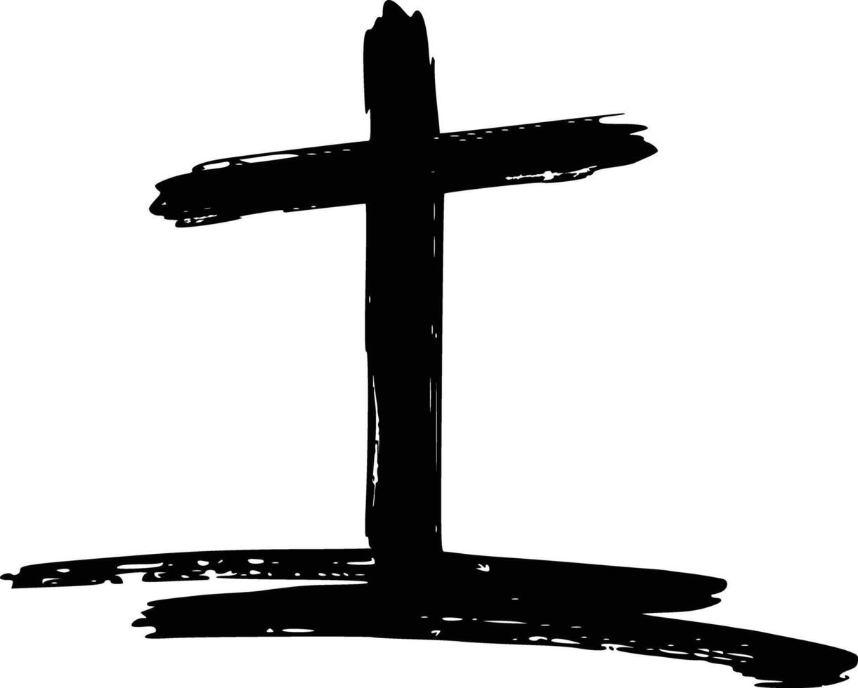 Christian cross brush stroke texture, isolated on white vector