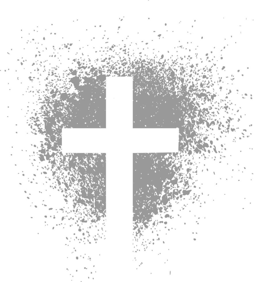 Christian cross on grunge background, isolated on white vector