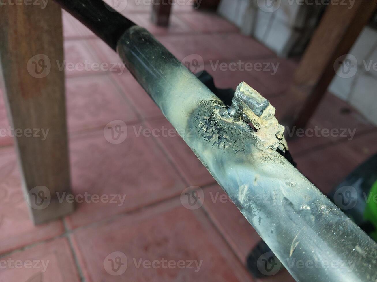 Electric welding of metal pipes photo