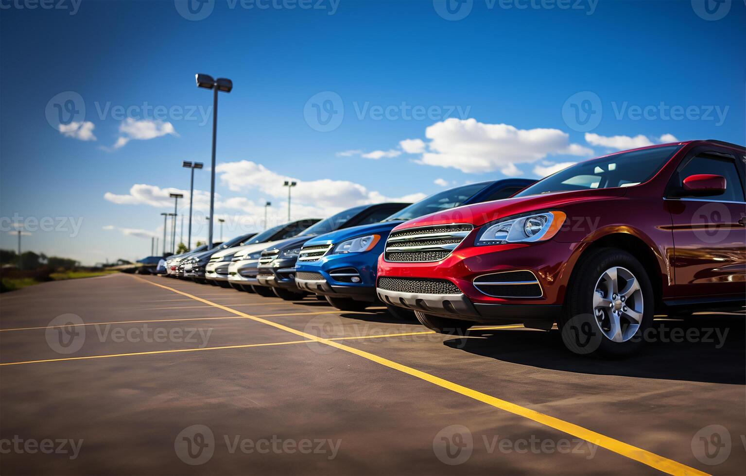 AI generated Diverse Car Collection on Dealership Lot photo