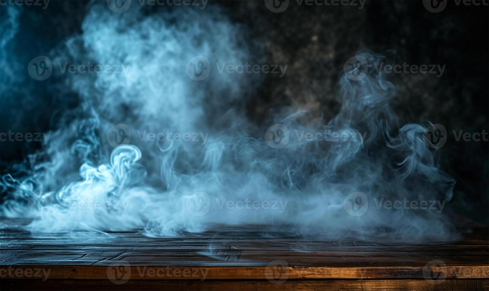 AI generated Abstract Halloween Ambience Over Wooden Table photo