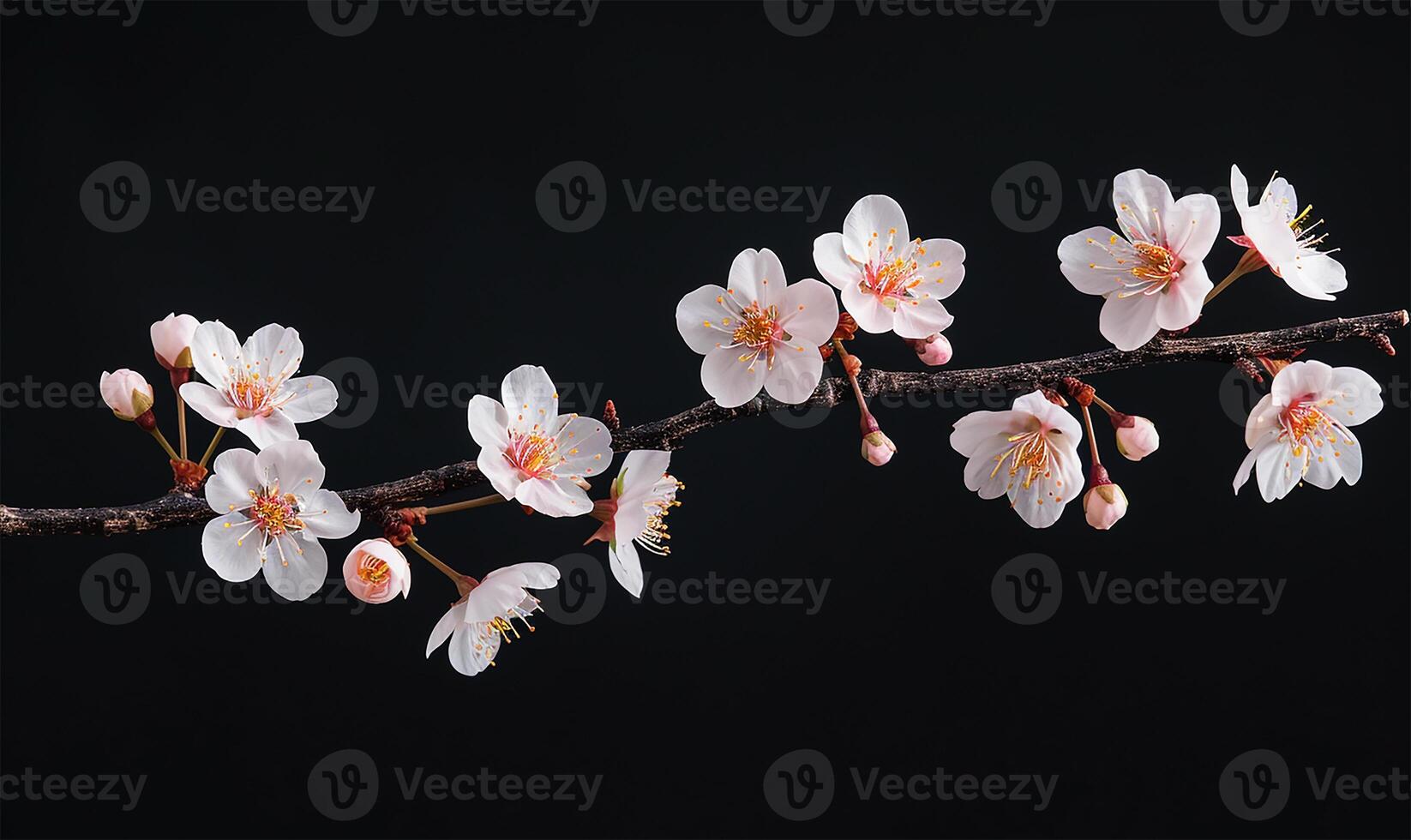 AI generated Cherry Blossom Isolated on Black photo