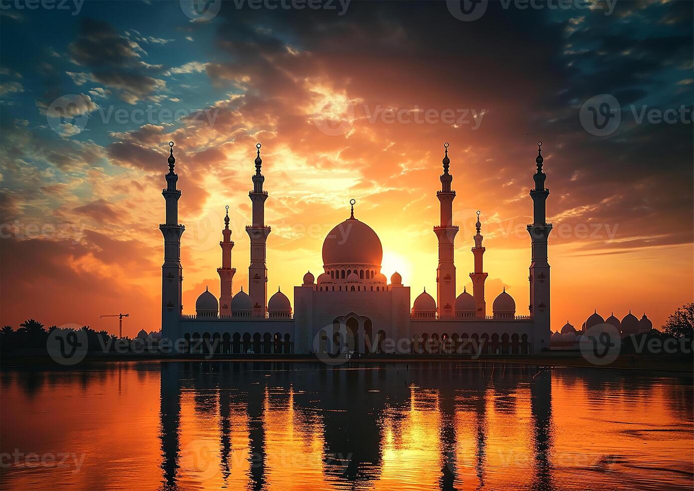 AI generated Silhouette of a Mosque in Twilight photo