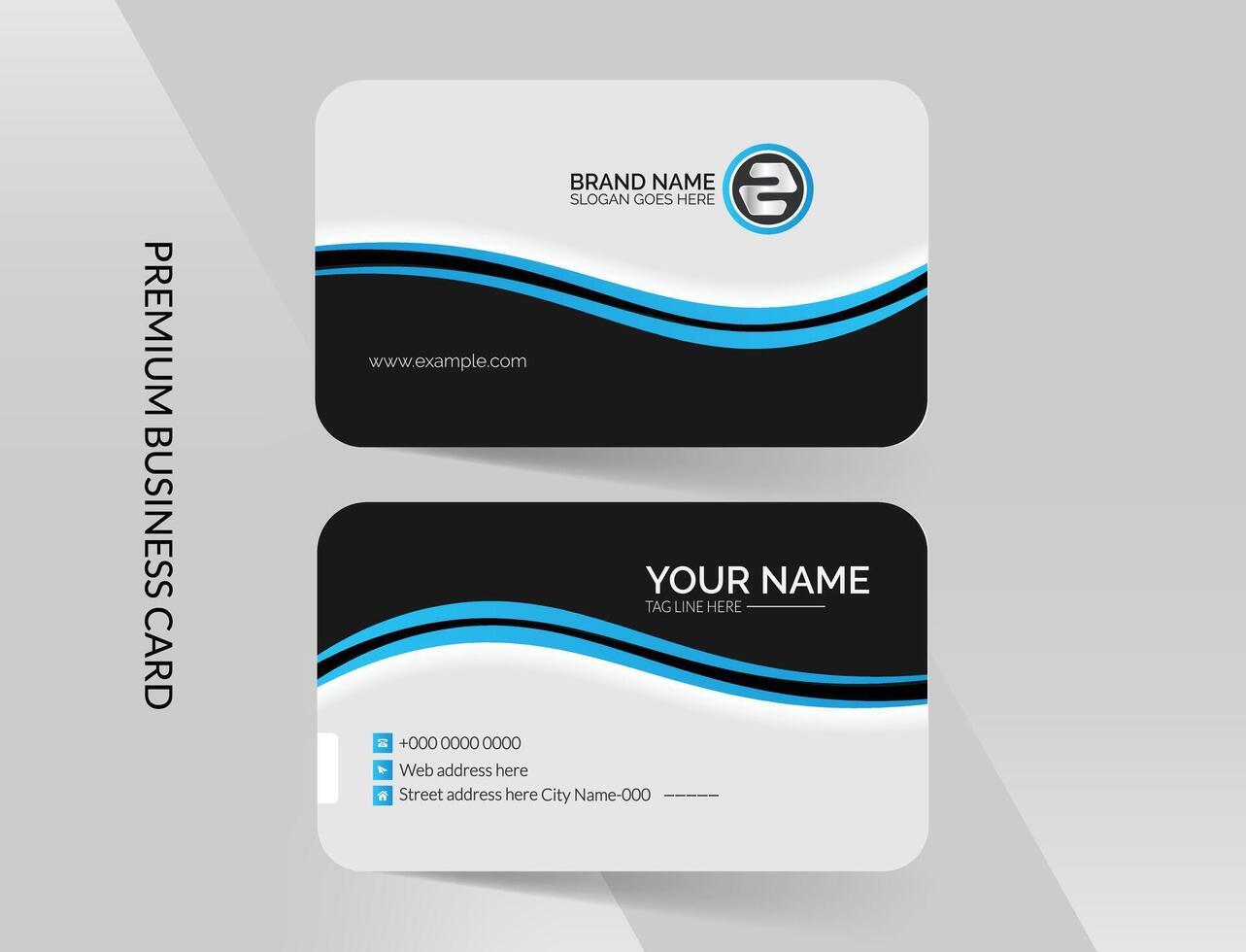 Abstract modern business card template design with mockup and background vector