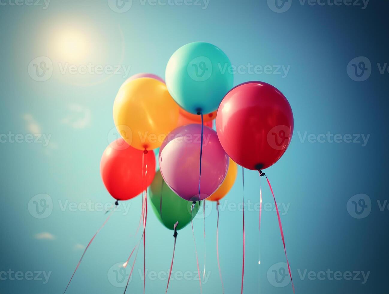 ai generado multicolor globos para cumpleaños y Boda fiestas foto