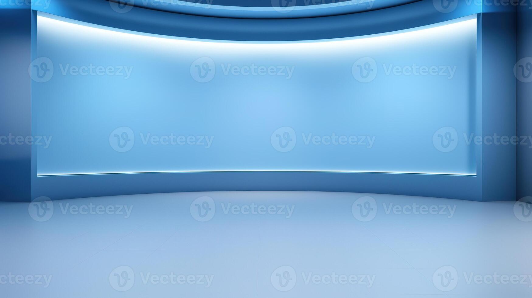 AI generated Blue empty room with blue wall and white floor. 3d rendering photo