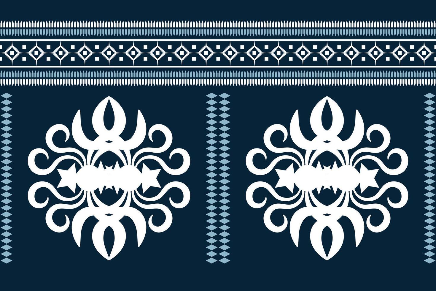 Ethnic Ikat fabric pattern geometric style.African Ikat embroidery Ethnic oriental pattern blue background. Abstract,vector,illustration.Texture,clothing,frame,decoration,motif. vector