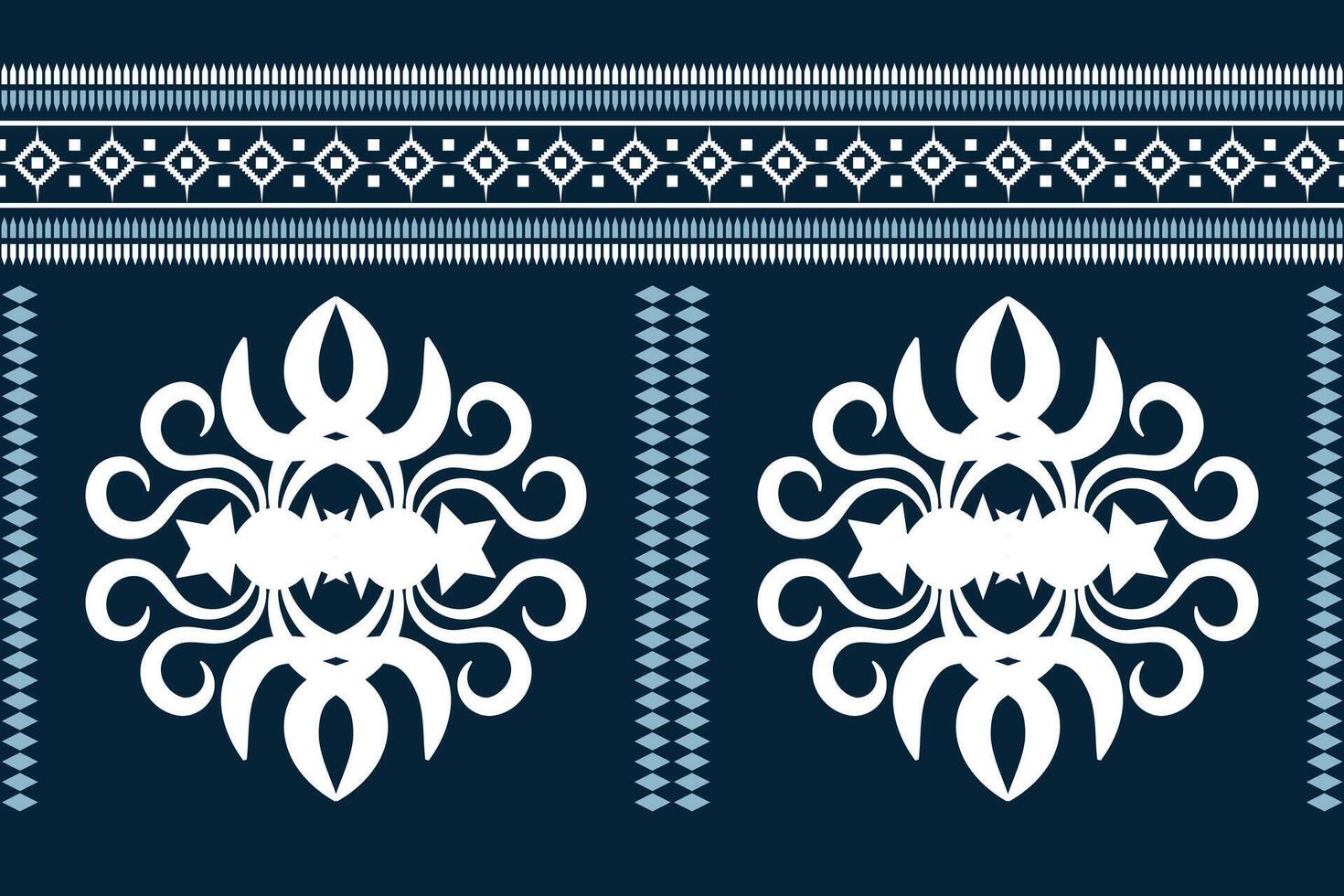 Ethnic Ikat fabric pattern geometric style.African Ikat embroidery Ethnic oriental pattern blue background. Abstract,vector,illustration.Texture,clothing,frame,decoration,motif. vector