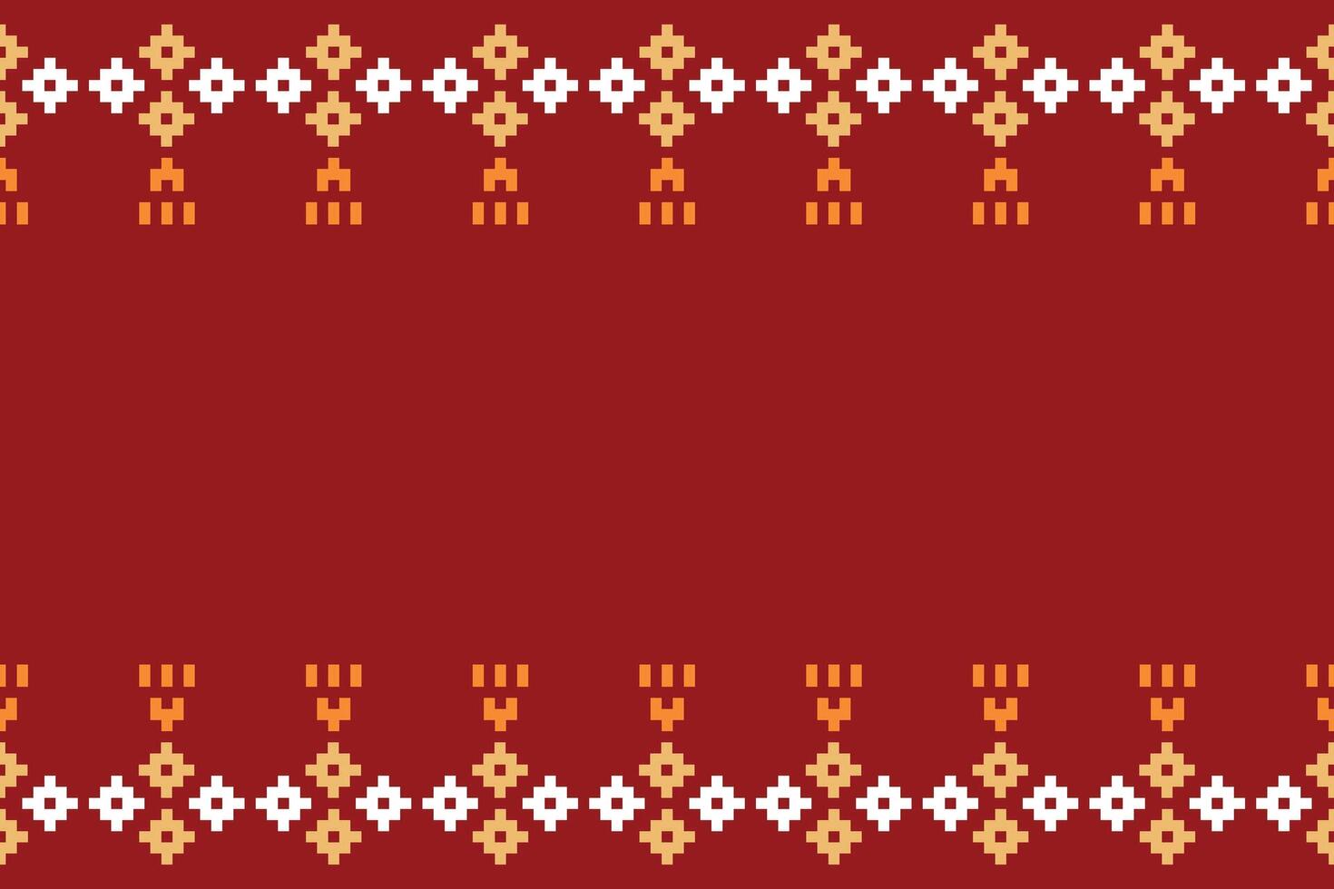 Ethnic geometric fabric pattern Cross Stitch.Ikat embroidery Ethnic oriental Pixel pattern christmas red background. Abstract,vector,illustration. Texture,frame,decoration,motifs,silk wallpaper. vector