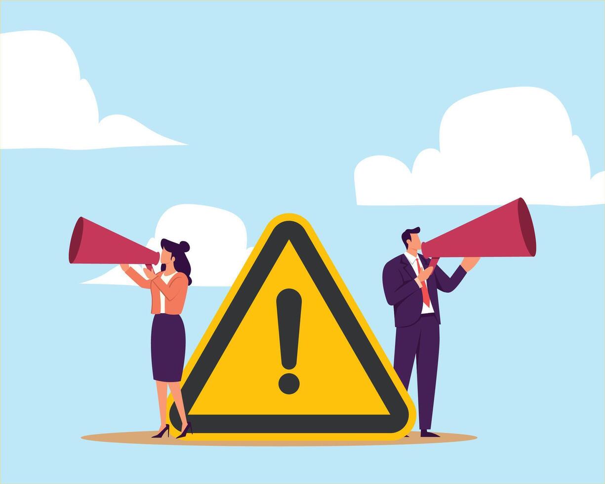 Communicate message, announce job vacancy for hiring, shouting promotion or company communication, warning alert or beware or important message concept vector