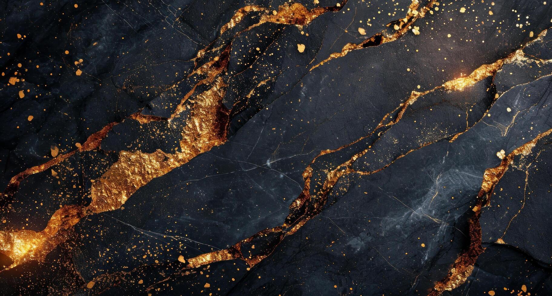 AI generated black marble background with golden flecks on it photo