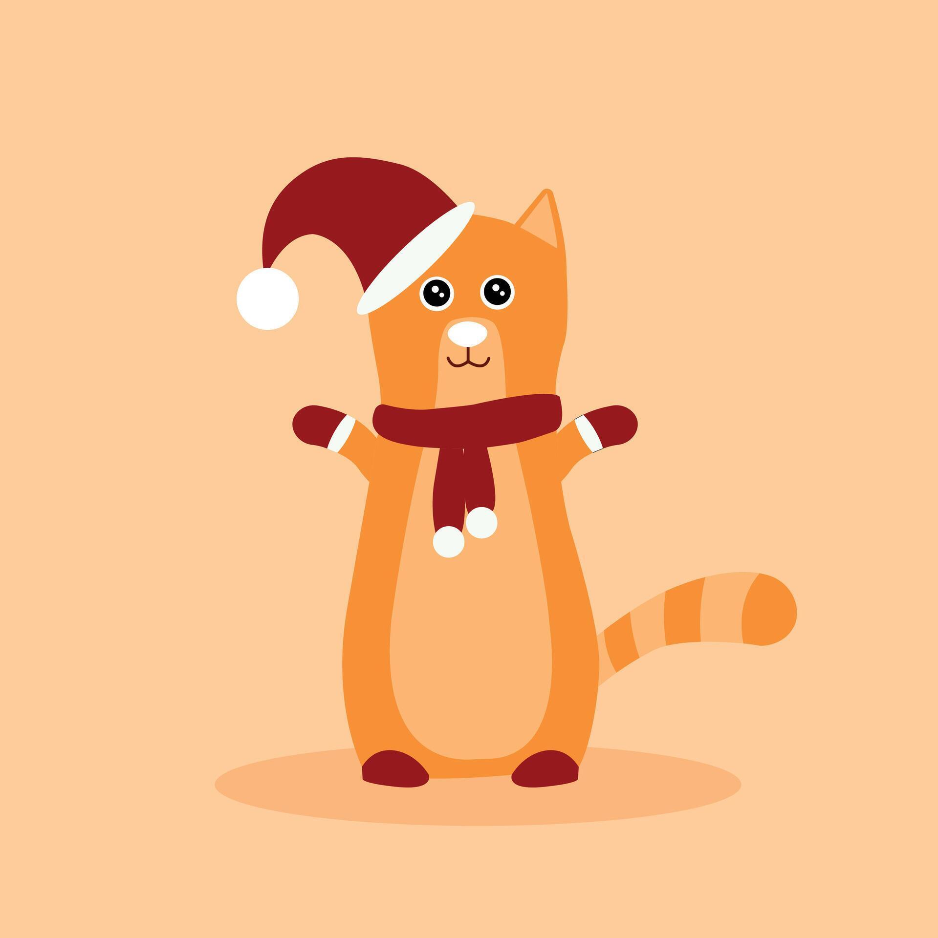 Vector set of cute orange short hair tabby cat characters in different