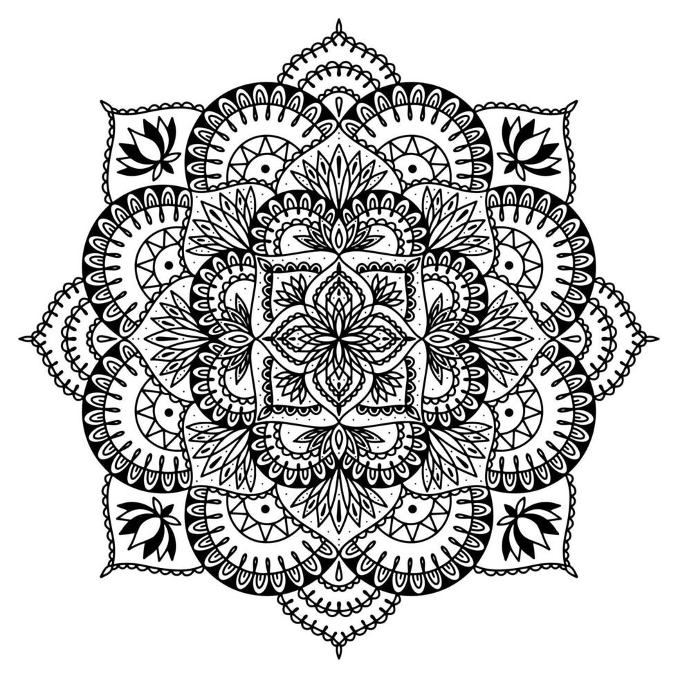 Mandala for Henna, Mehndi, tattoo, decoration, coloring book. Decorative round ornaments. Ethnic Oriental Circular ornament vector. Anti-stress therapy drawing vector