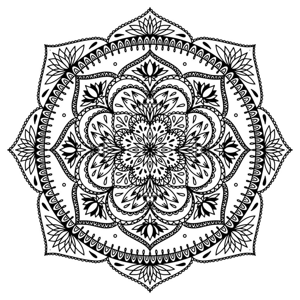 mandala para alheña, mehndi, tatuaje, decoración, colorante libro. decorativo redondo adornos étnico oriental circular ornamento vector. anti estrés terapia dibujo vector