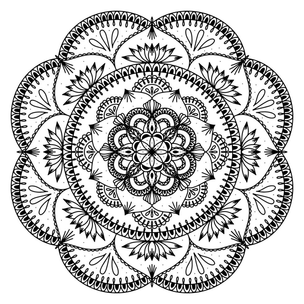 Mandala for Henna, Mehndi, tattoo, decoration, coloring book. Decorative round ornaments. Ethnic Oriental Circular ornament vector. Anti-stress therapy drawing vector