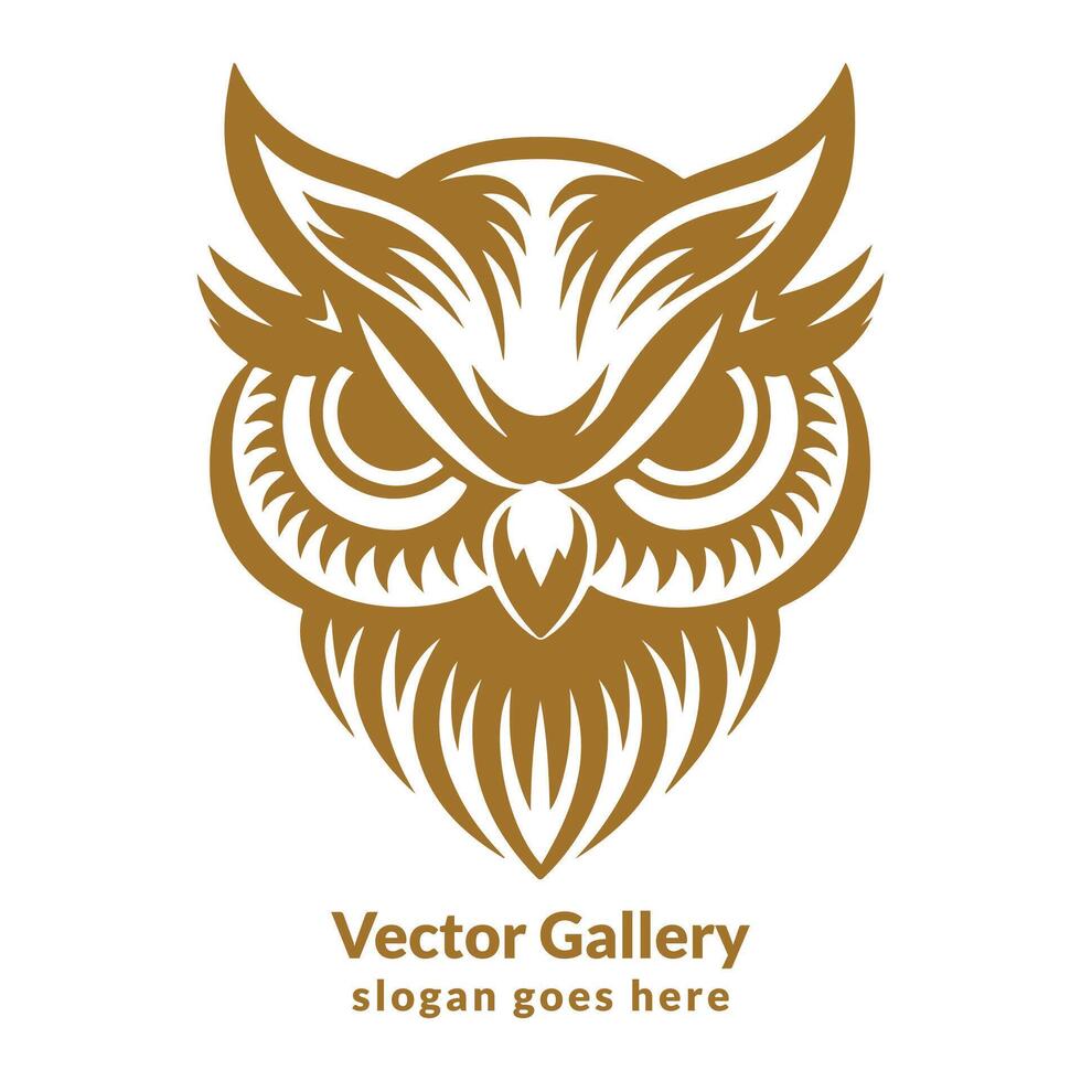owl head mascot illustration logo design vector