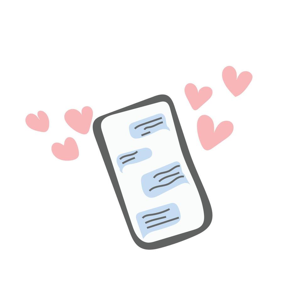 Valentine's day mobile phone hearts style vector