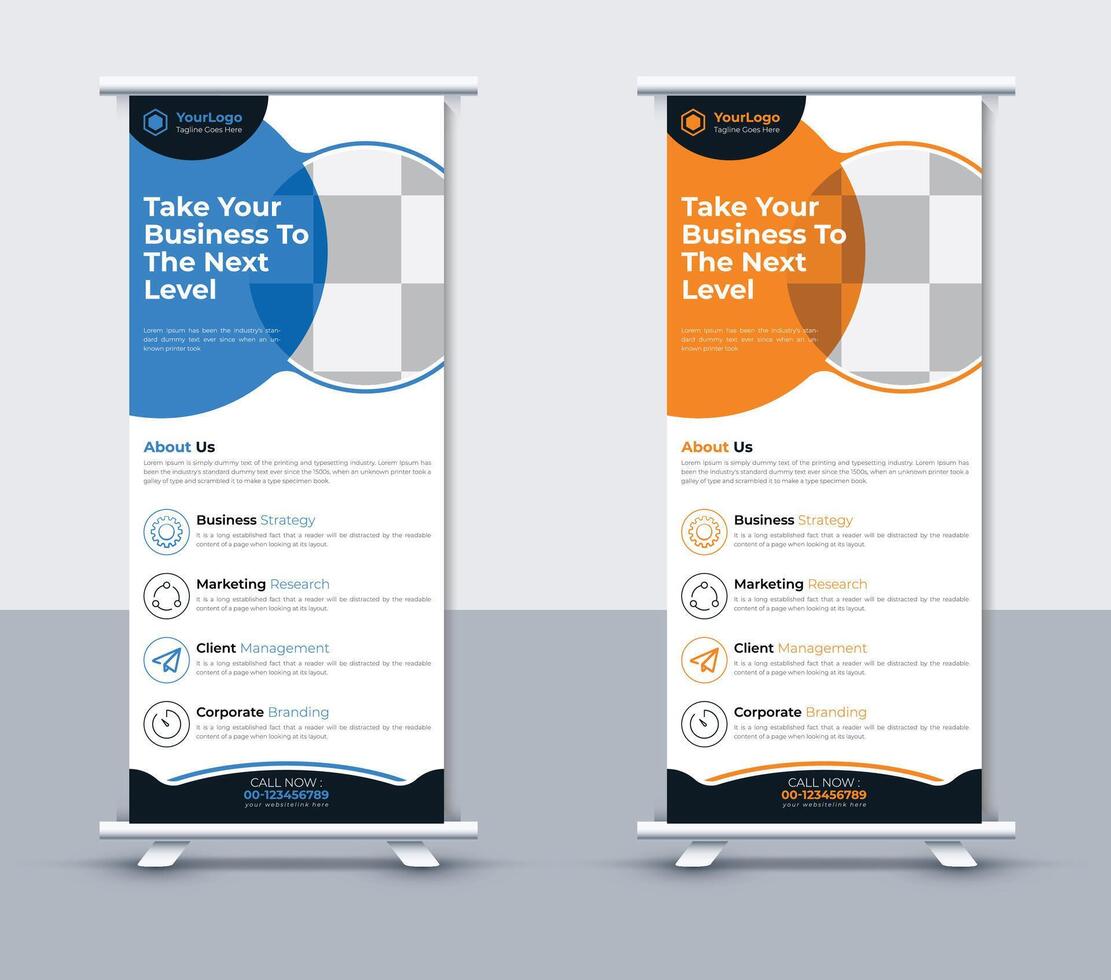 Creative roll up banner design, Corporate roll up banner template, Free Vector