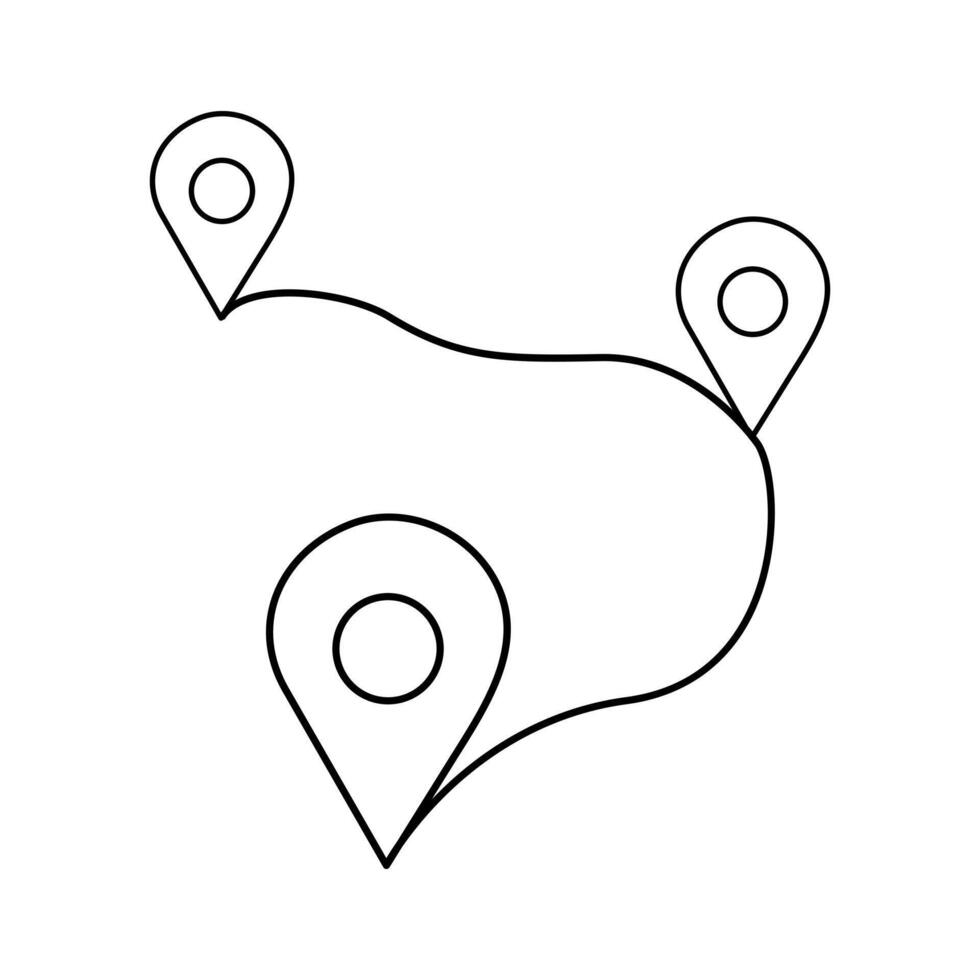 Continuous One line drawing of Route maps and location icons outline vector art illustration