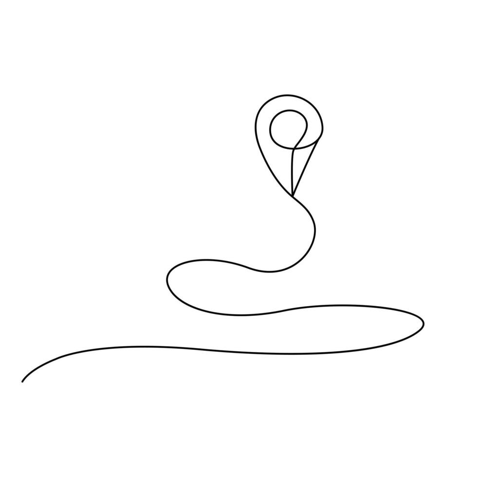 Continuous One line drawing of Route maps and location icons outline vector art illustration