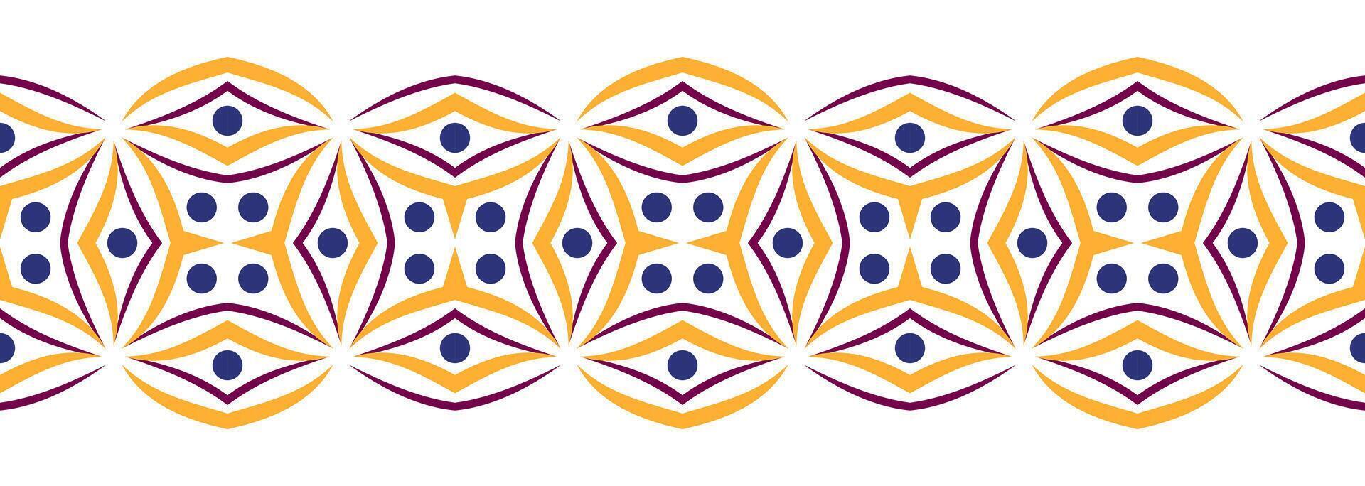 frontera línea sin costura antecedentes. decorativo diseño sin costura ornamental mosaico frontera modelo. islámico, indio, Arábica motivos resumen flor vector