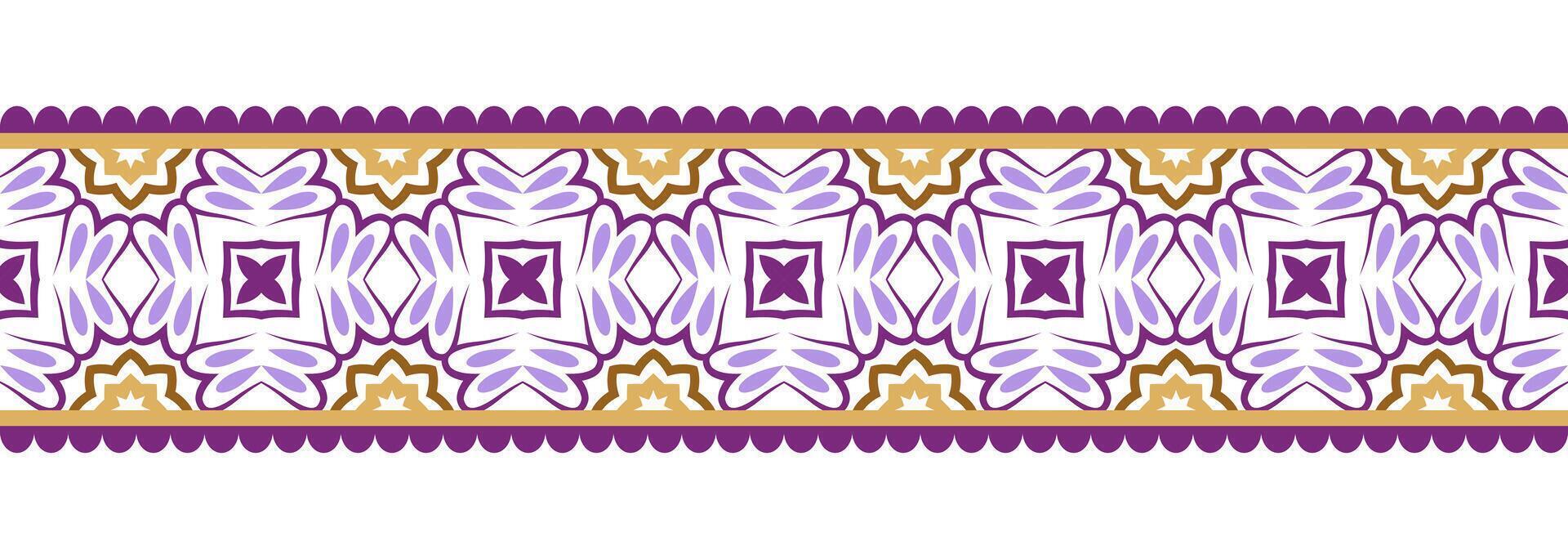 frontera línea sin costura antecedentes. decorativo diseño sin costura ornamental mosaico frontera modelo. islámico, indio, Arábica motivos resumen flor. vector ilustración