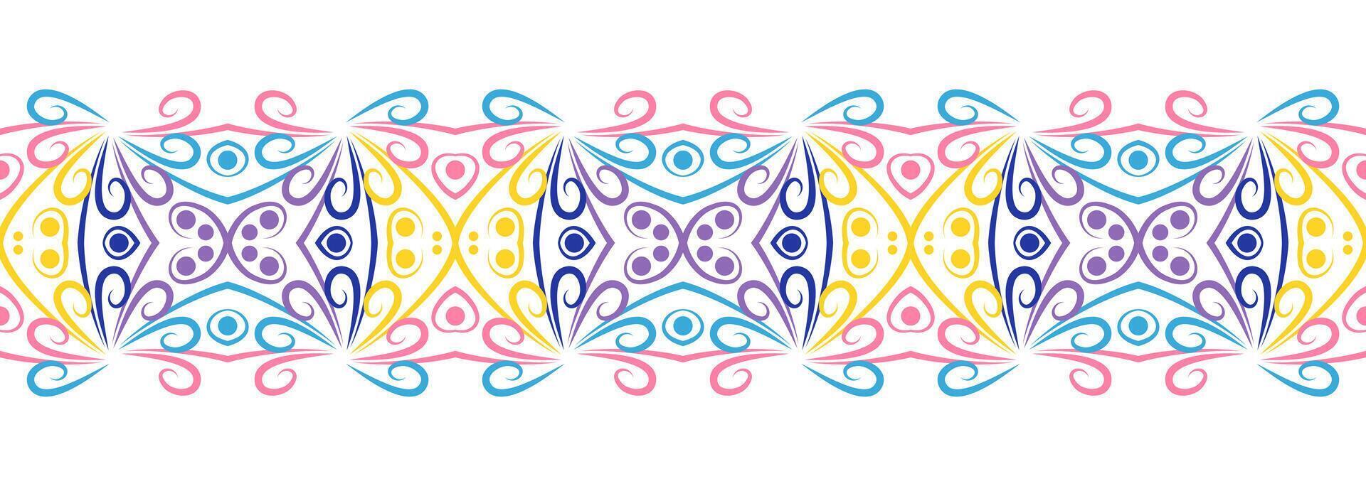 Border line seamless background. Decorative design seamless ornamental mosaic border pattern. Islamic, indian, arabic motifs. Abstract flower vector
