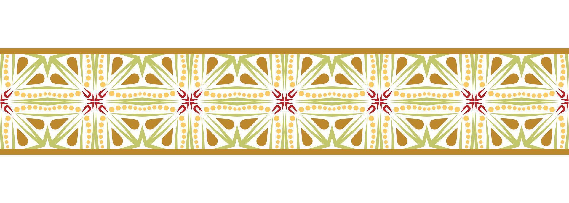 Border line seamless background. Decorative design seamless ornamental mosaic border pattern. Islamic, indian, arabic motifs. Abstract flower vector