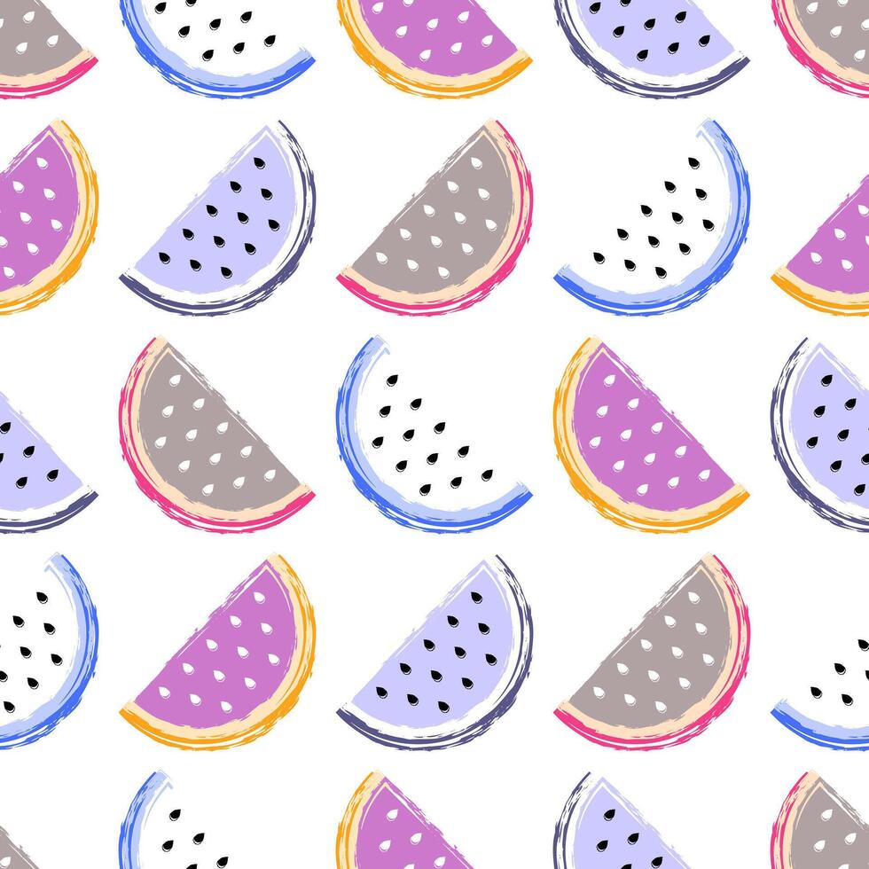 Watermelon seamless pattern. Fruit and berry seamless watermelon background. Juicy cute pattern. Vector illustration