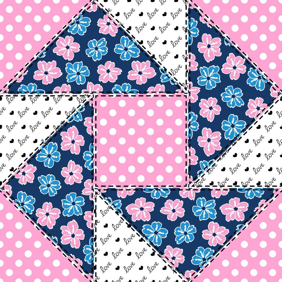 Patchwork seamless pattern. Vector stock illustration.