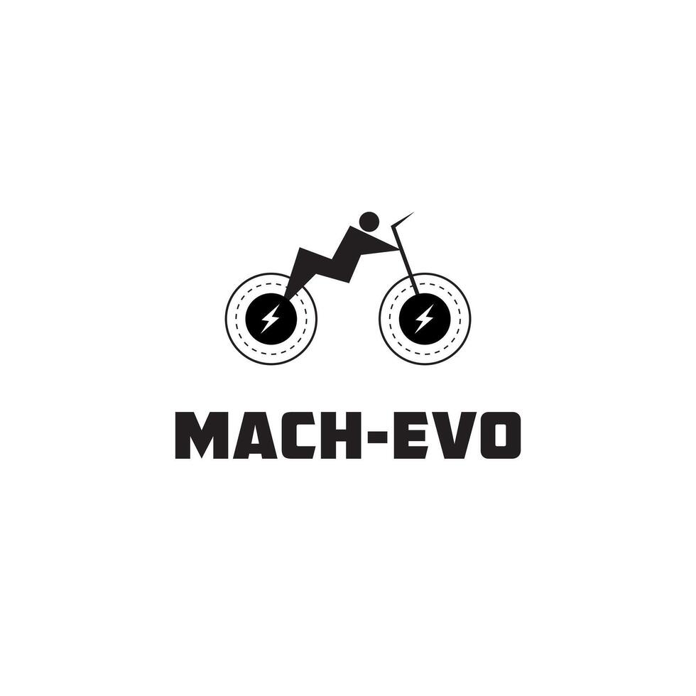 Electronic Bike Logo Design, Vector Illustration Of Biker With Electronic Flash