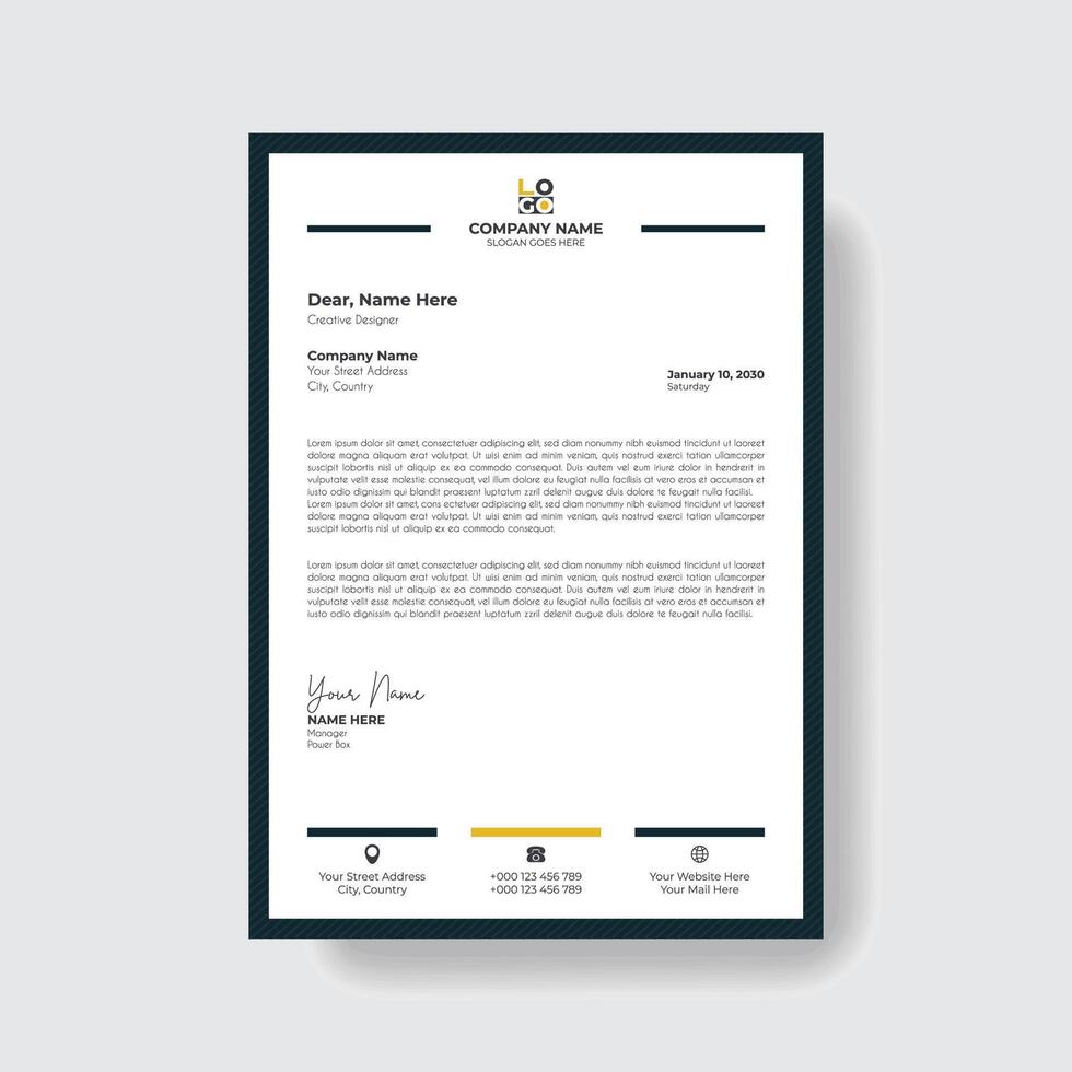 Professional and creative corporate modern business letter head template. vector