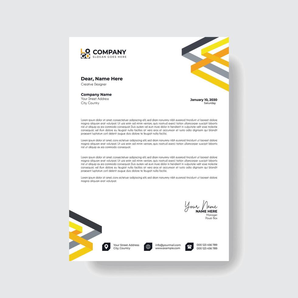 Professional and creative corporate modern business letter head template. vector