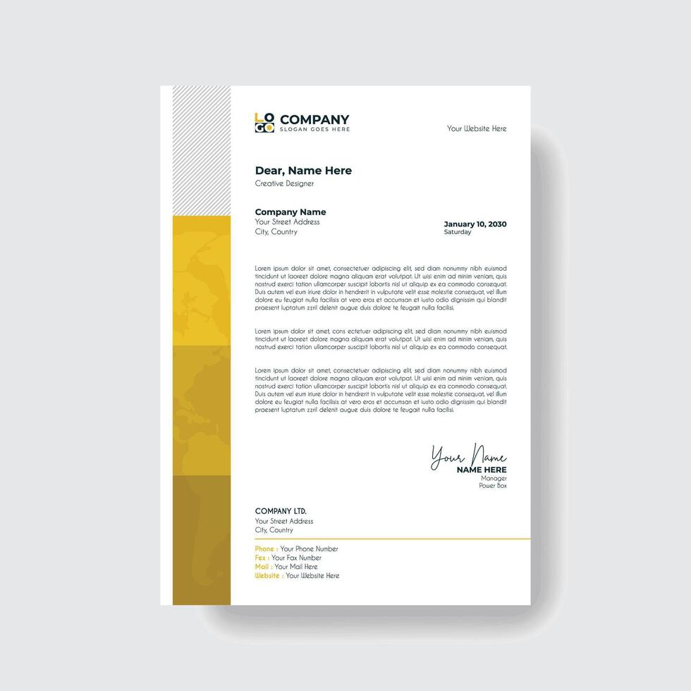 Professional and creative corporate modern business letter head template. vector