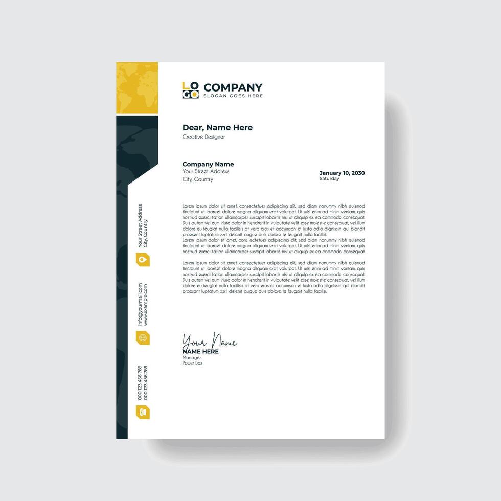 Professional and creative corporate modern business letter head template. vector