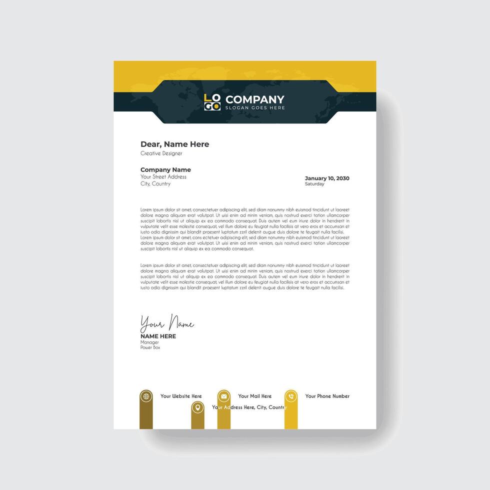 Professional and creative corporate modern business letter head template. vector