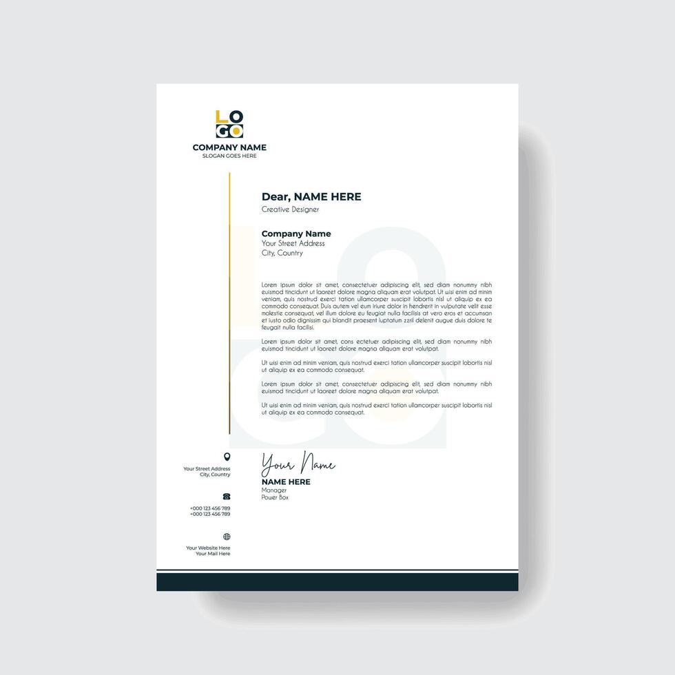 Professional and creative corporate modern business letter head template. vector