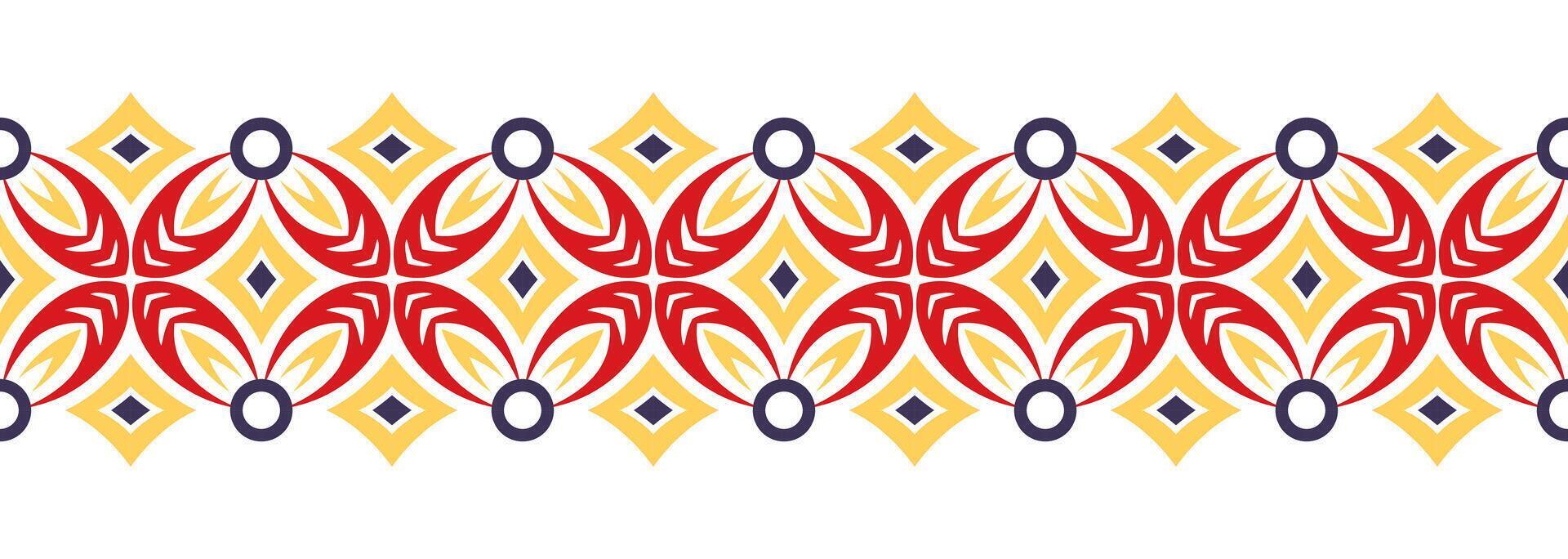 Border line seamless background. Decorative design seamless ornamental mosaic border pattern. Islamic, indian, arabic motifs. Abstract flower vector
