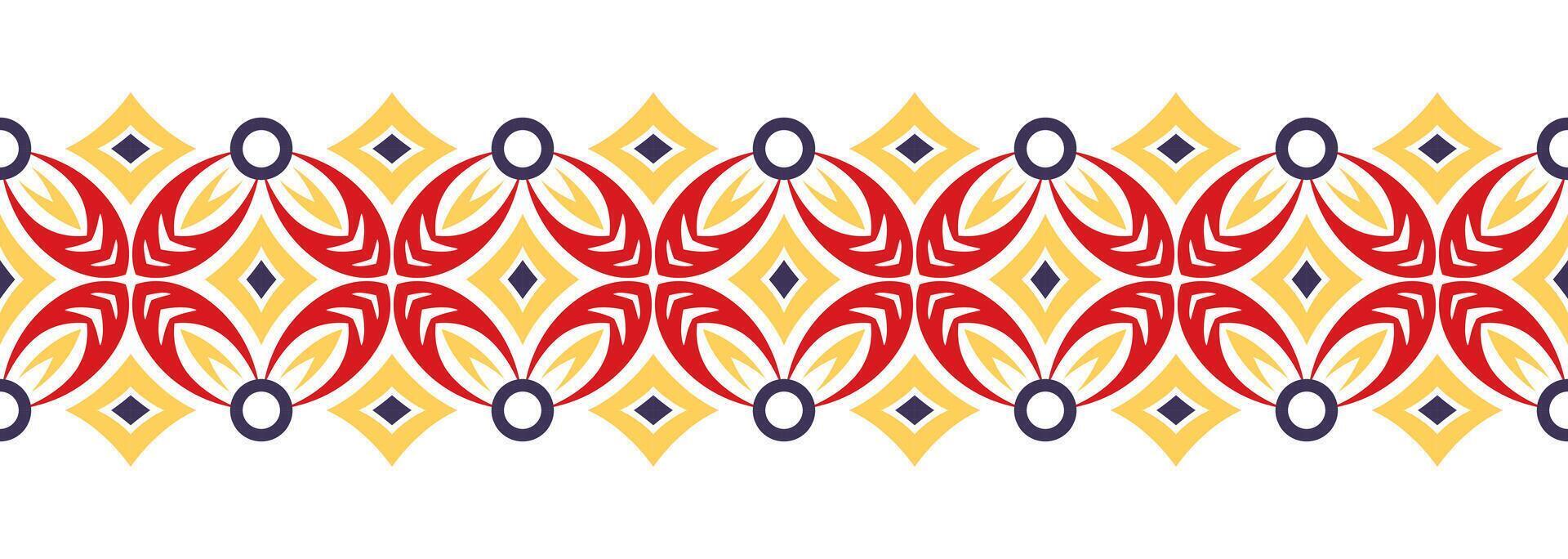 Border line seamless background. Decorative design seamless ornamental mosaic border pattern. Islamic, indian, arabic motifs. Abstract flower vector