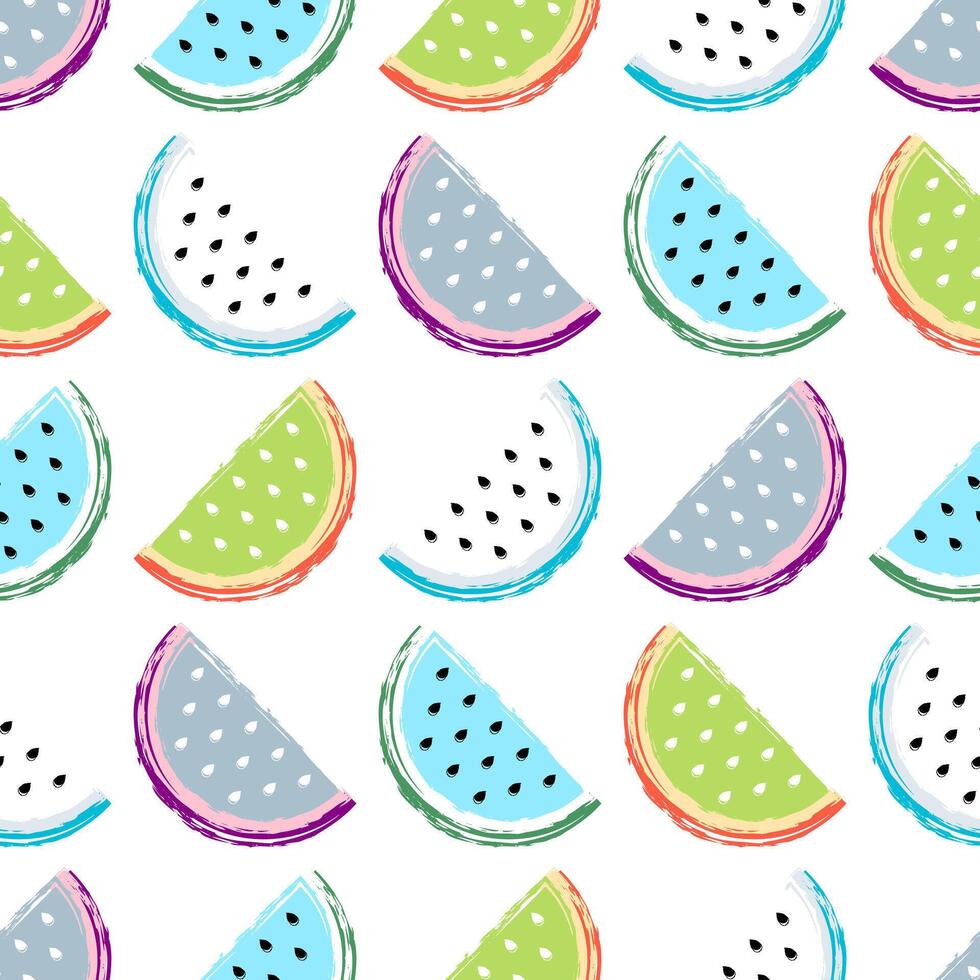Watermelon seamless pattern. Fruit and berry seamless watermelon background. Juicy cute pattern. Vector illustration