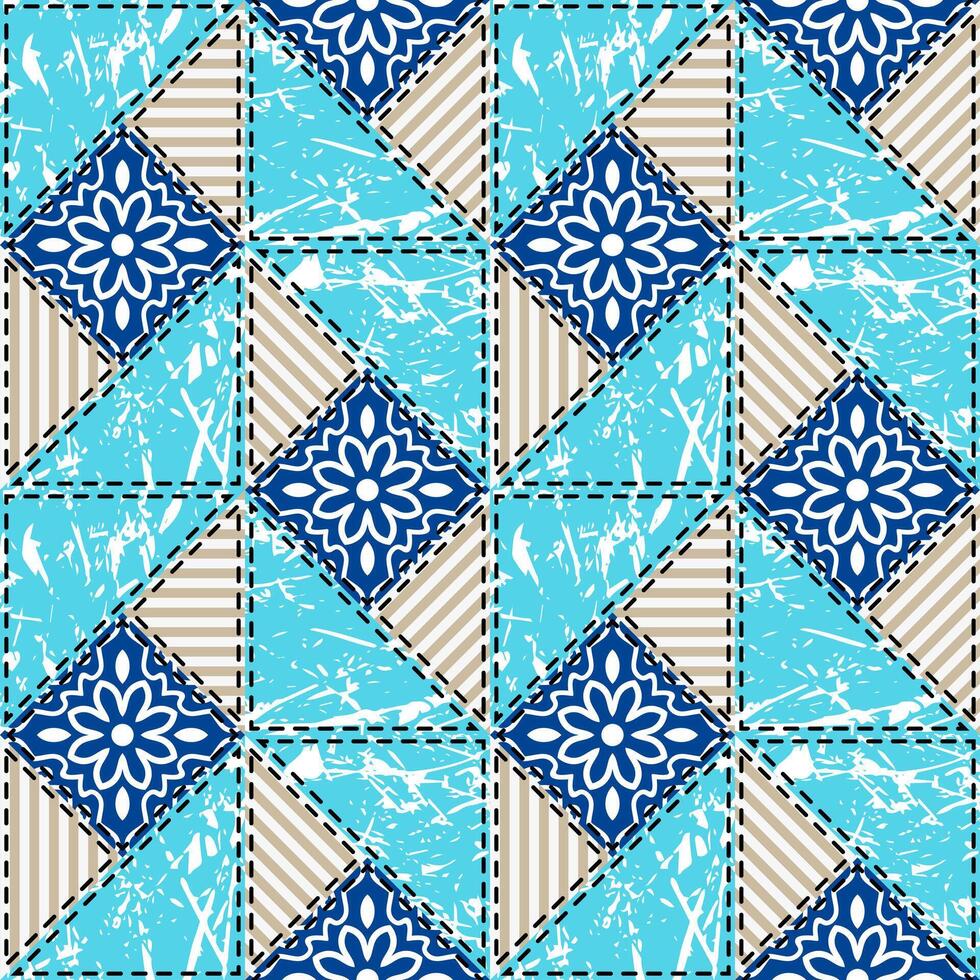 Patchwork seamless pattern. Vector stock illustration.