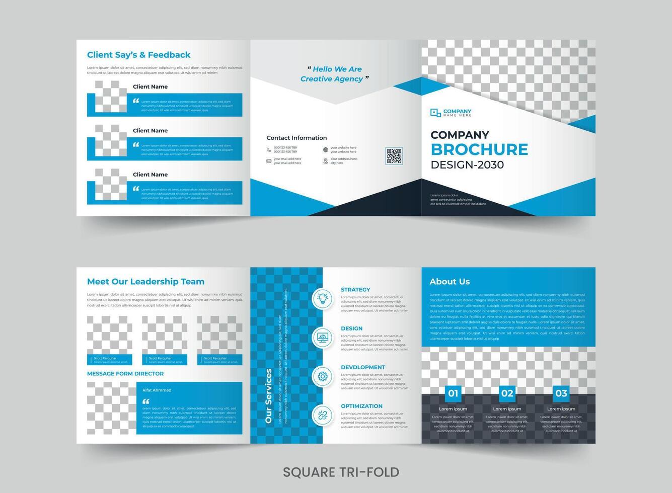 company square trifold brochure template design layout vector