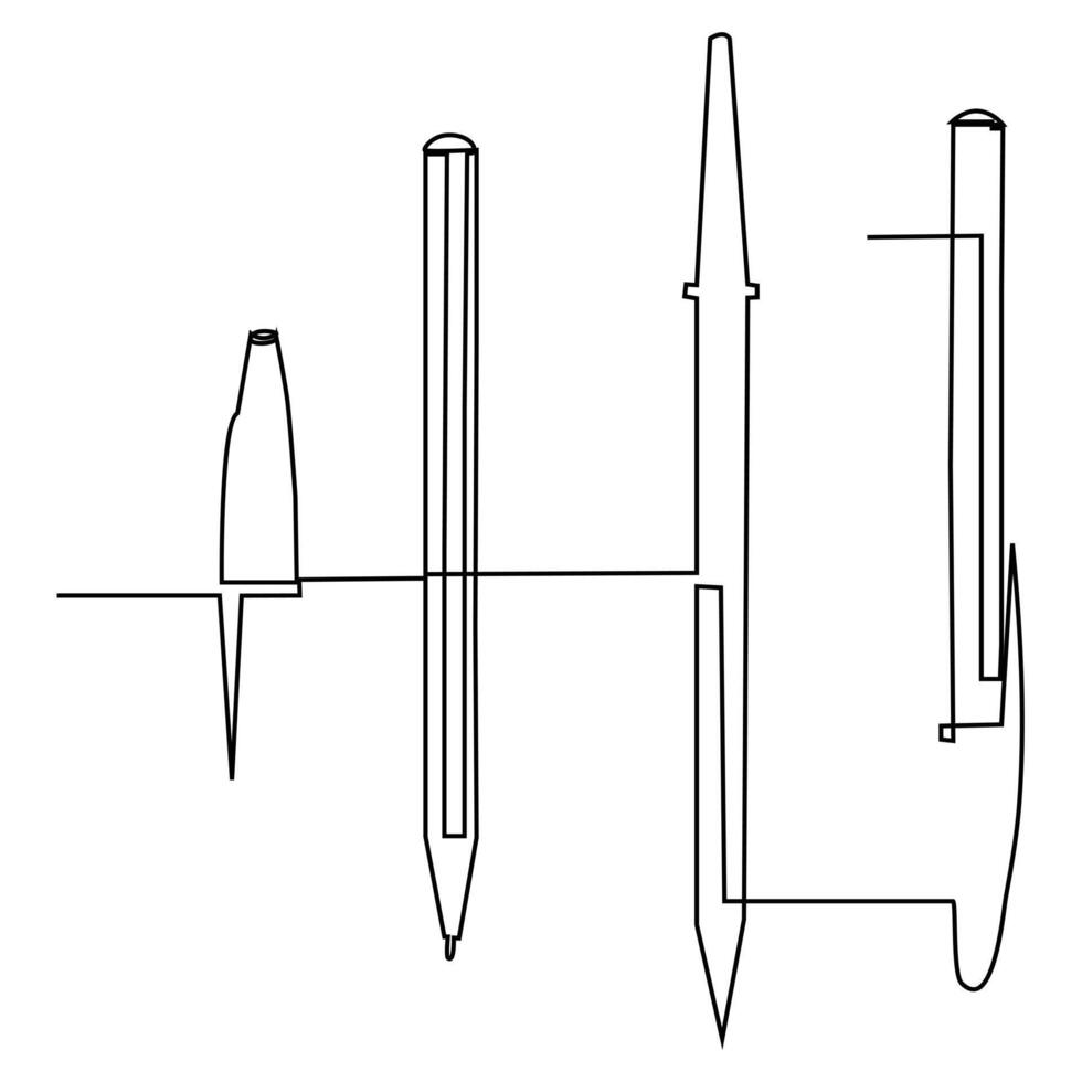 Education Pen continuous single line outline vector art drawing and simple one line minimalist design