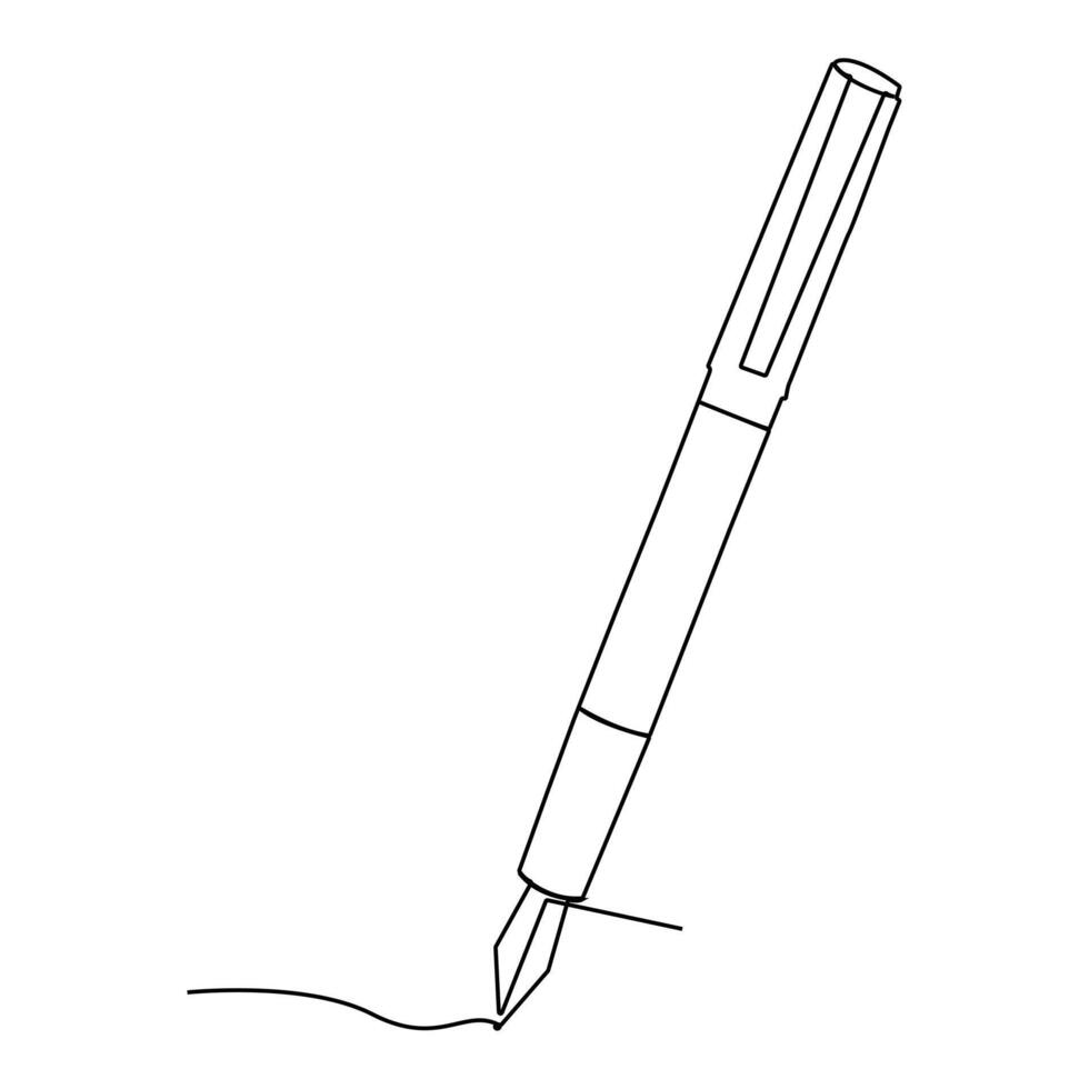 Education Pen continuous single line outline vector art drawing and simple one line minimalist design