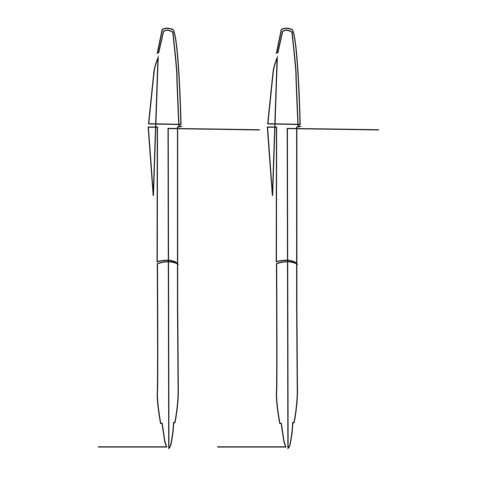 Education Pen continuous single line outline vector art drawing and simple one line minimalist design